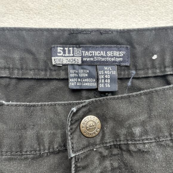 5.11 Tactical Men 40x32 Style 74251 Black Canvas Pant 7 Pocket Adjustable Waist - Picture 3 of 16